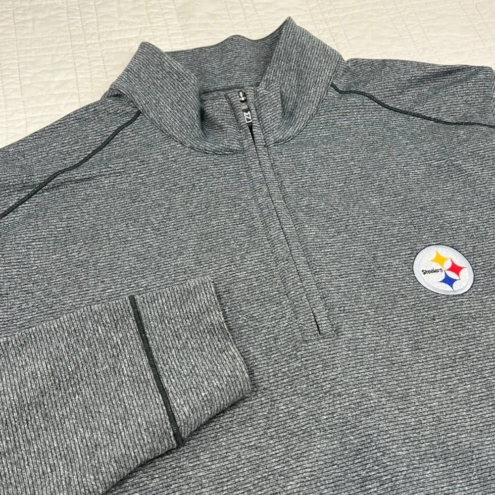 Cutter & Buck Pittsburgh Steelers Gray Quarter Zip Pullover Mens Large CB DryTec